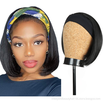 Headband Wigs Synthetic Straight Short Bob Synthetic Wig for Black Women Easy to Wear
